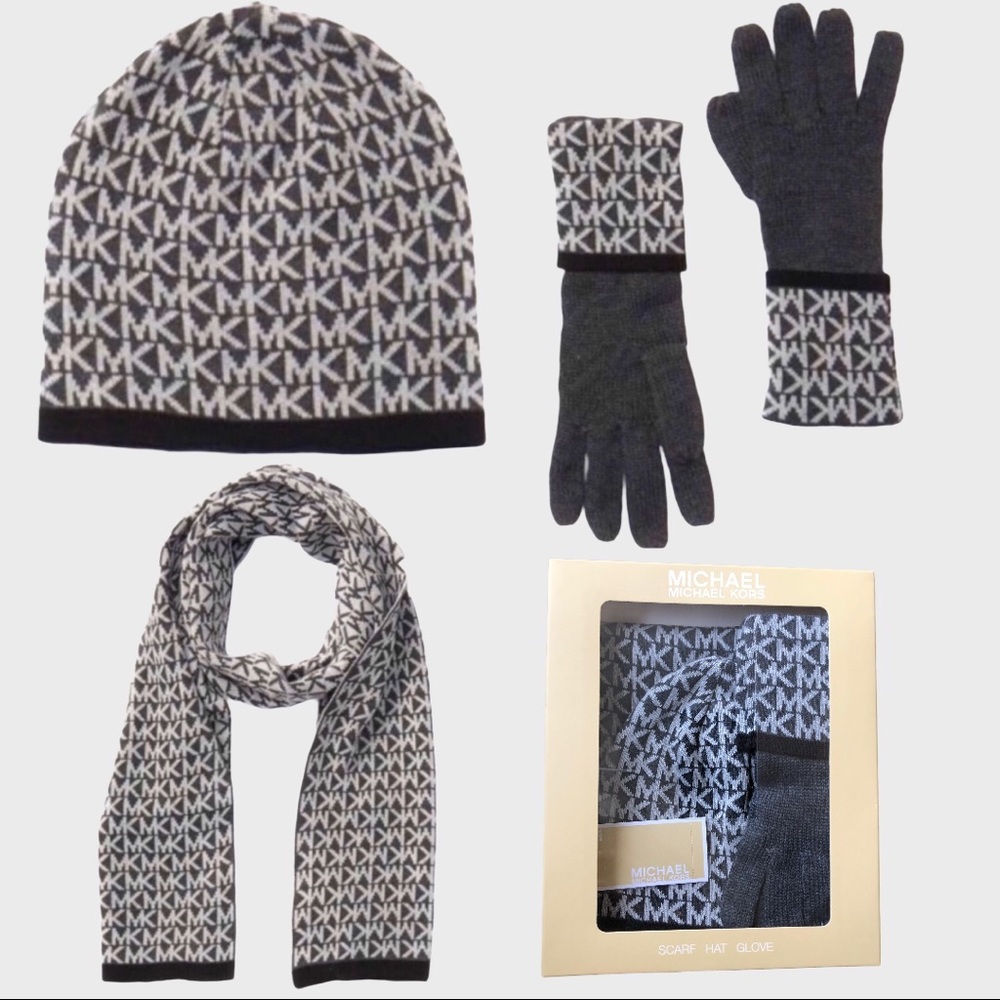 🆕 NWT MICHAEL KORS Designer scarf, hat gloves set